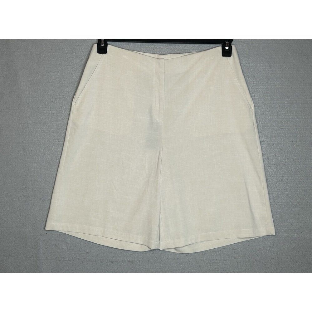 NWT Misook Bermuda Womens Medium Knee Length Wide Leg Tan Shorts Stretch - Picture 2 of 10